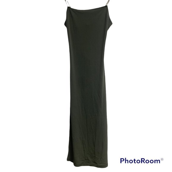 Olive green cut out back slip dress - Picture 1 of 3